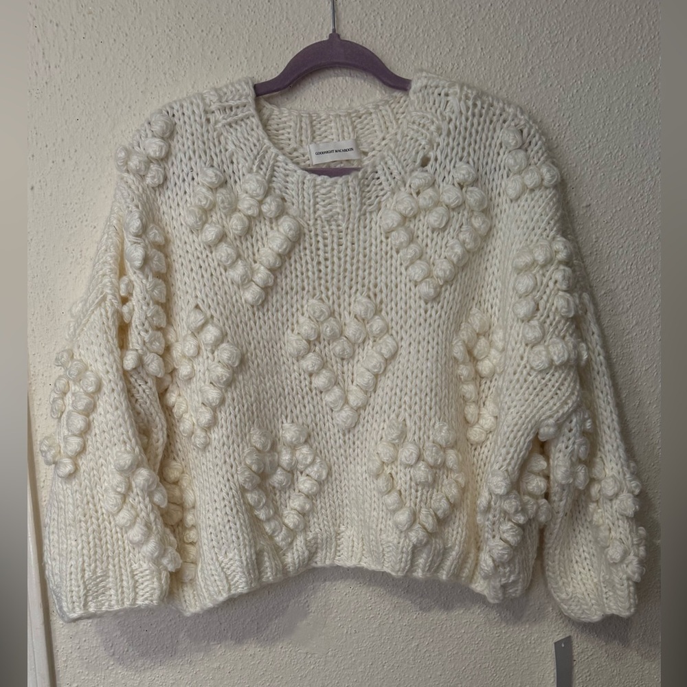 Goodnight Macaroon Cream Chunky Knit Crew Neck Sweater